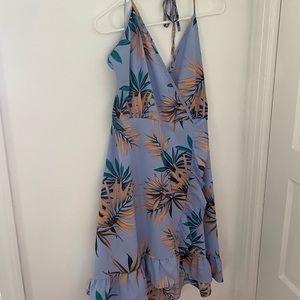 Tropical Halter Backless Dress